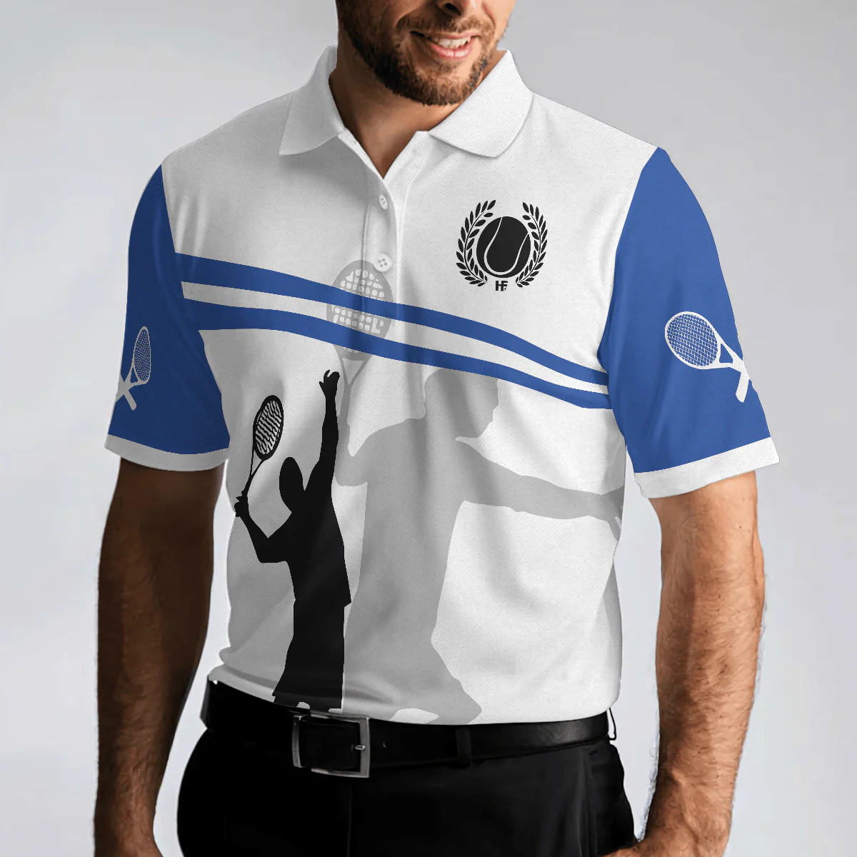 Men Tennis Polo Shirt - You Just Got Served Polo Shirt, Blue And White Tennis Shirt For Men, Gift For Tennis Players - Perfect Gift For Men - Image 4