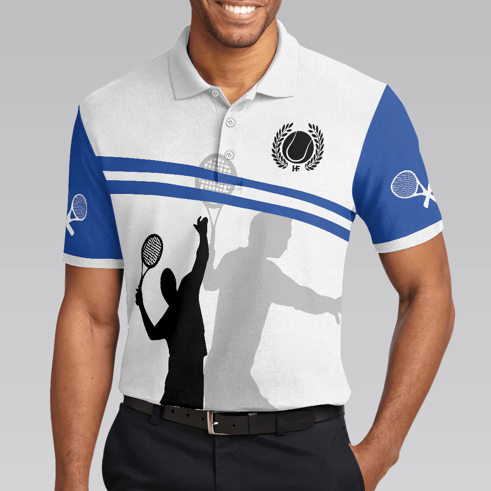Men Tennis Polo Shirt - You Just Got Served Polo Shirt, Blue And White Tennis Shirt For Men, Gift For Tennis Players - Perfect Gift For Men - Image 5