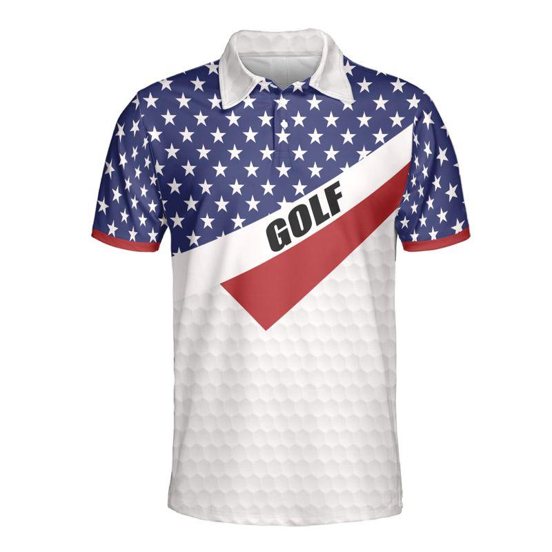 Mens Golf Shirts, Golf Polo Shirts For Men, American Flag Polo Shirts, Men's Golf Short Sleeve Polo Shirt For Men - Image 2