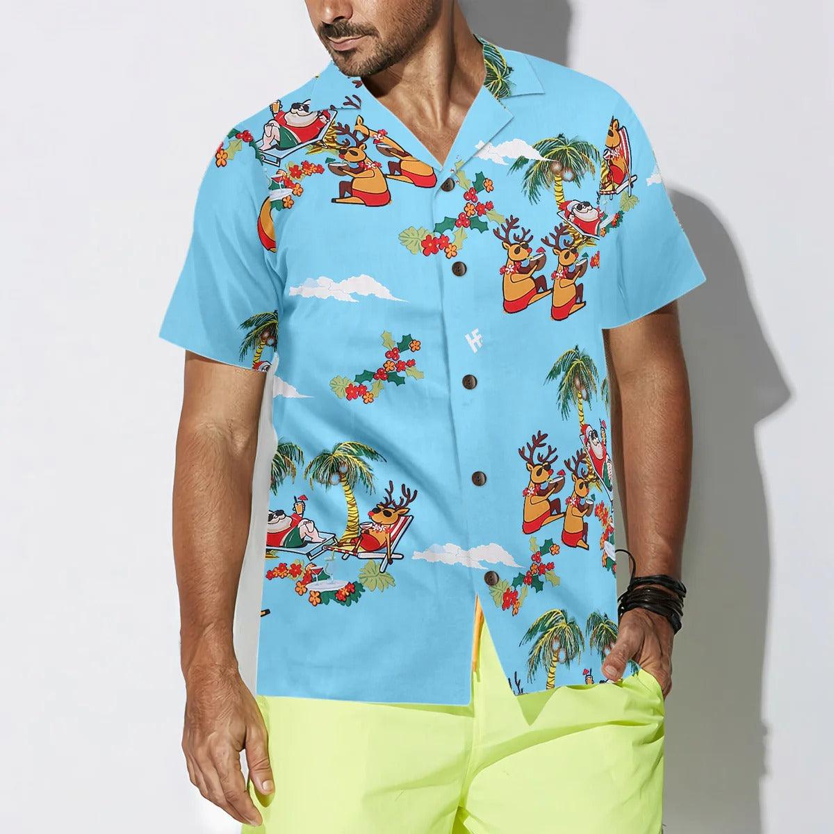 Merry Christmas Hawaiian Shirt, Santa Claus And Reindeer Hawaiian Shirt - Perfect Gift For Lover, Friend, Family - Image 4