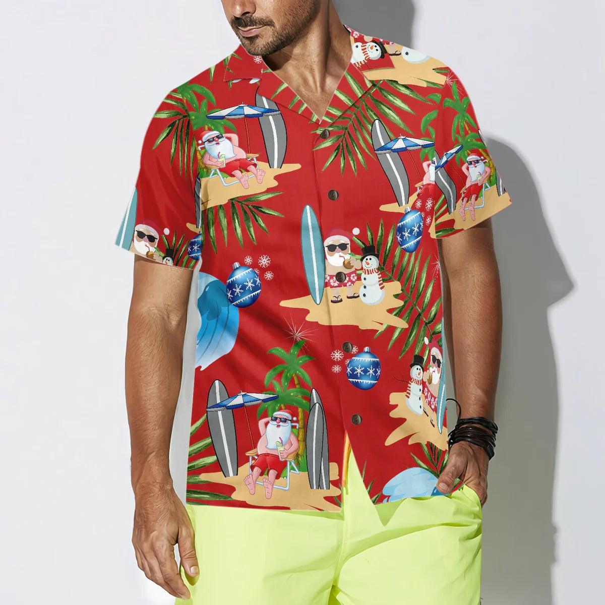 Merry Christmas Hawaiian Shirt, Santa Claus Surfing And Snowman Hawaiian Shirt - Perfect Gift For Lover, Friend, Family - Image 5
