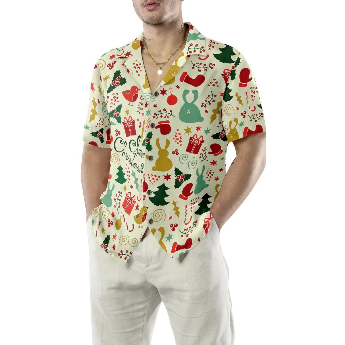 Merry Christmas Pattern Hawaiian Shirt, Christmas Animals Hawaiian Shirt - Perfect Gift For Lover, Friend, Family - Image 2