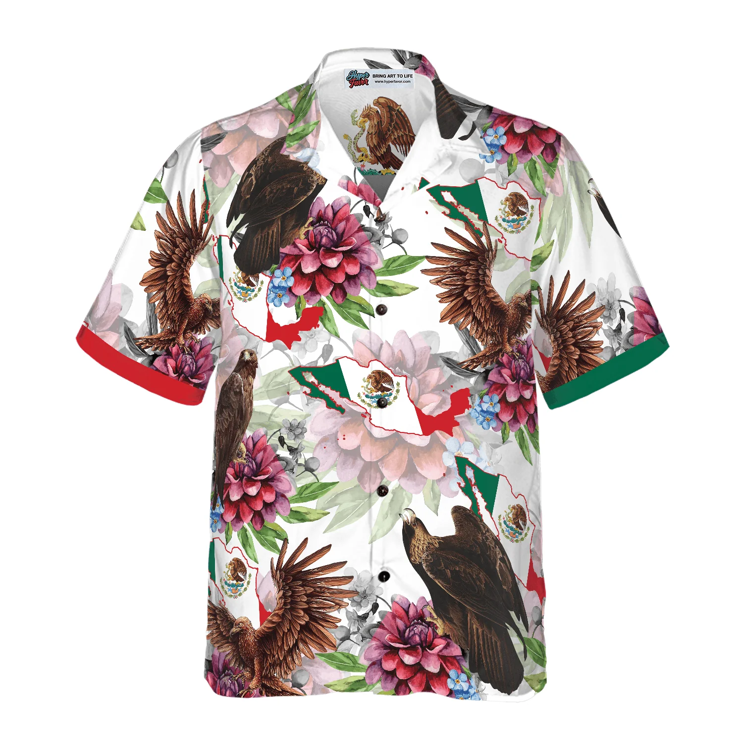 Mexico Proud Dahlia Golden Eagle Hawaiian Shirt, Colorful Summer Aloha Shirts For Men Women, Perfect Gift For Husband, Wife, Friend, Family - Image 4