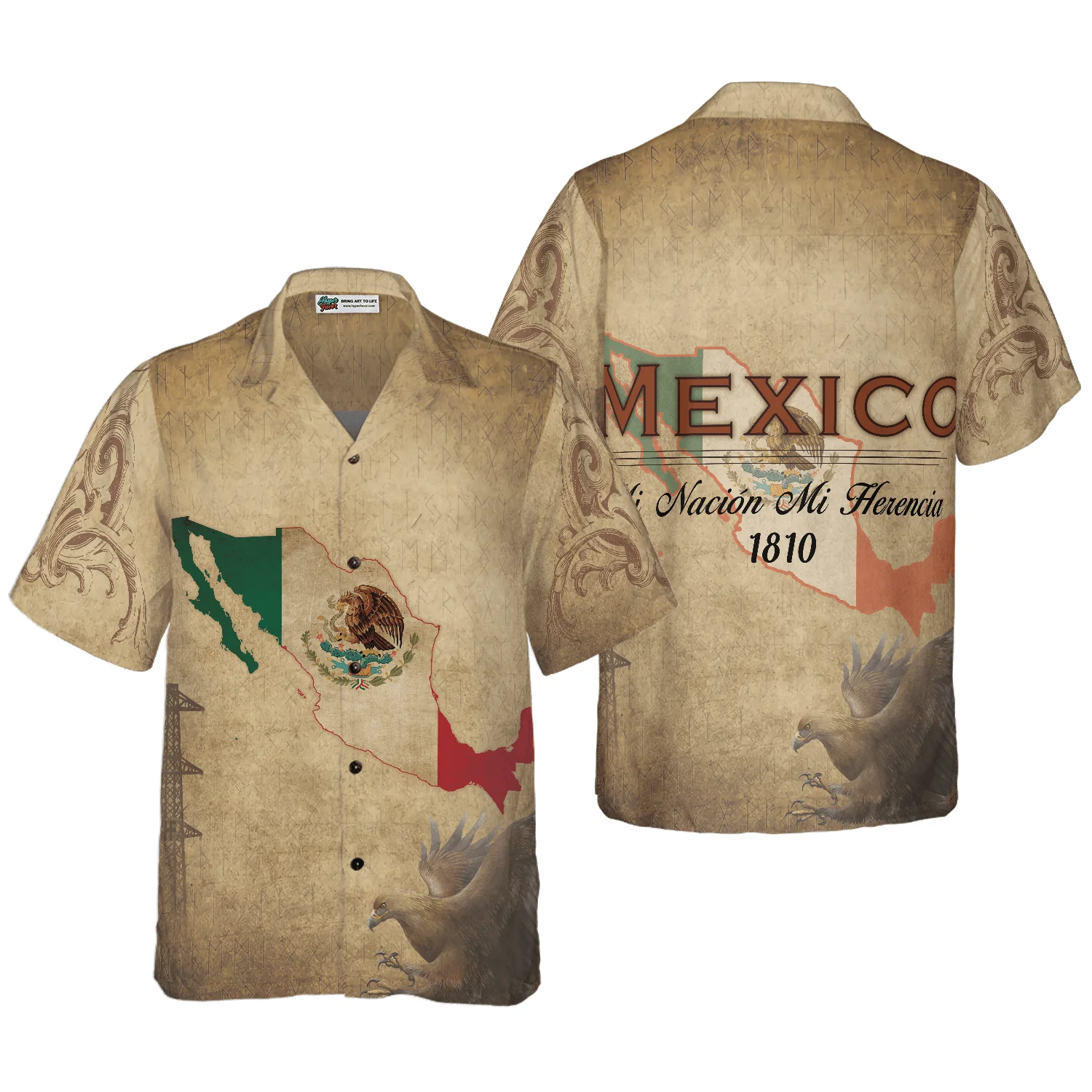 Mi Nacion Mi Herencia Mexico Hawaiian Shirt, Colorful Summer Aloha Shirts For Men Women, Perfect Gift For Husband, Wife, Friend, Family
