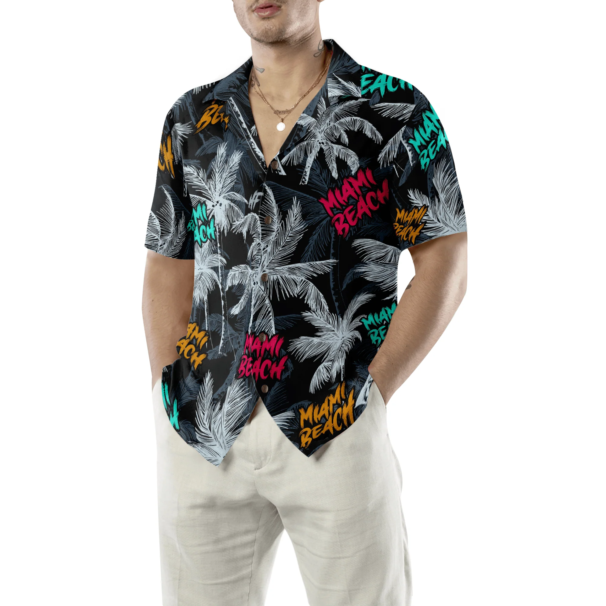 Miami Beach Coconut Tree Seamless Hawaiian Shirt, Florida Miami Beach, Colorful Summer Aloha Shirt For Men Women, Perfect Gift For Friend, Family - Image 3