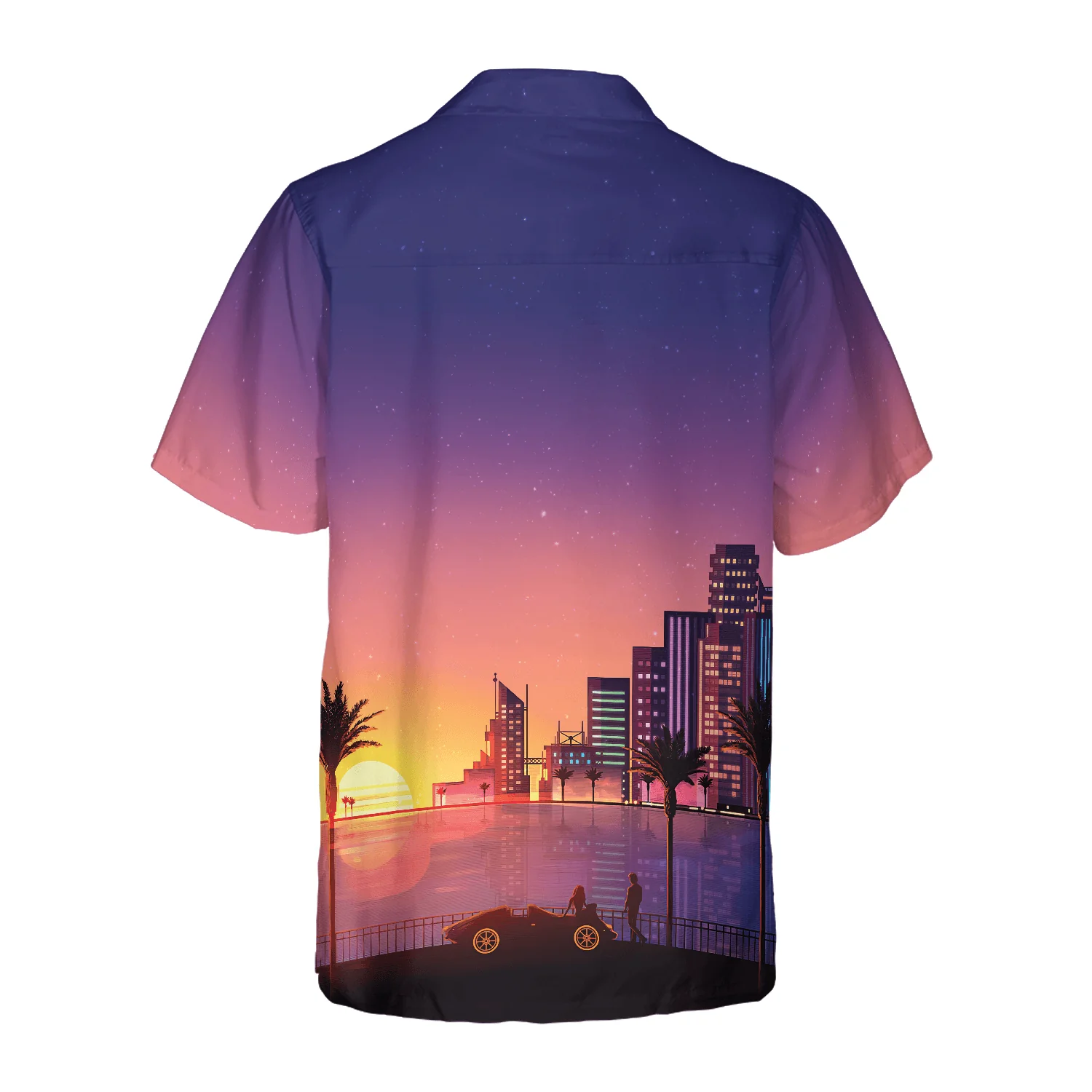 Miami Sunset Hawaiian Shirt, Colorful Summer Aloha Shirts For Men Women, Perfect Gift For Husband, Wife, Boyfriend, Girlfriend - Image 3