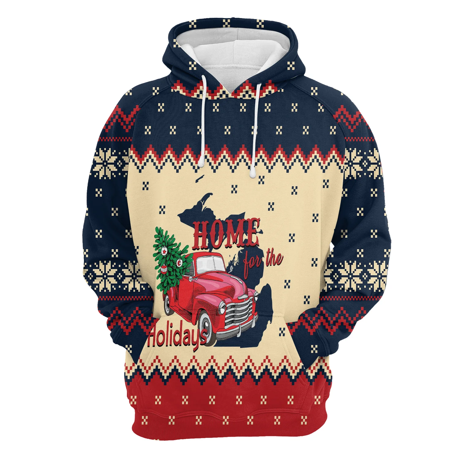 Michigan Home For The Holidays Pullover Premium Hoodie, Perfect Outfit For Men And Women On Christmas New Year Autumn Winter