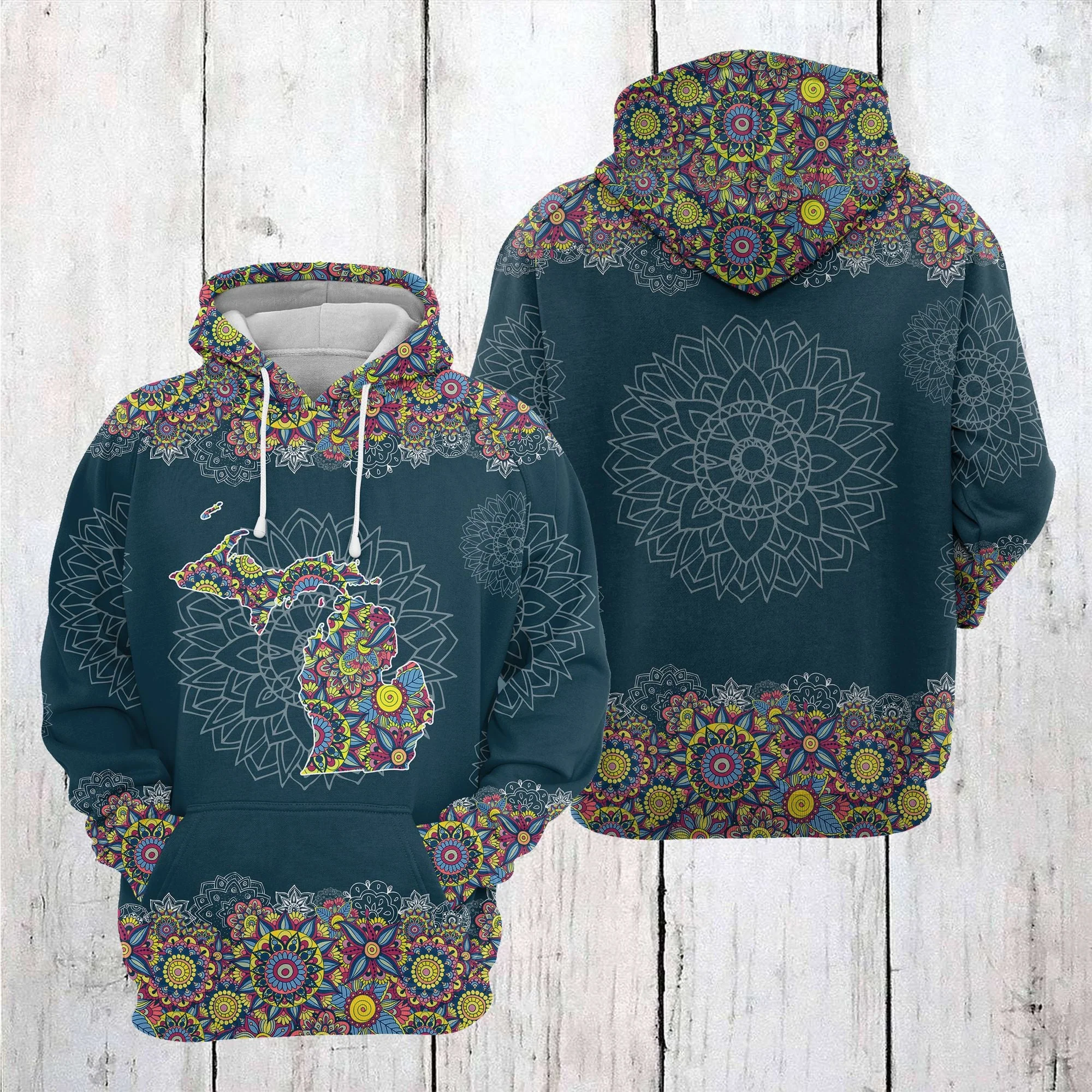 Michigan Mandala Pattern Pullover Premium Hoodie, Perfect Outfit For Men And Women On Christmas New Year Autumn Winter