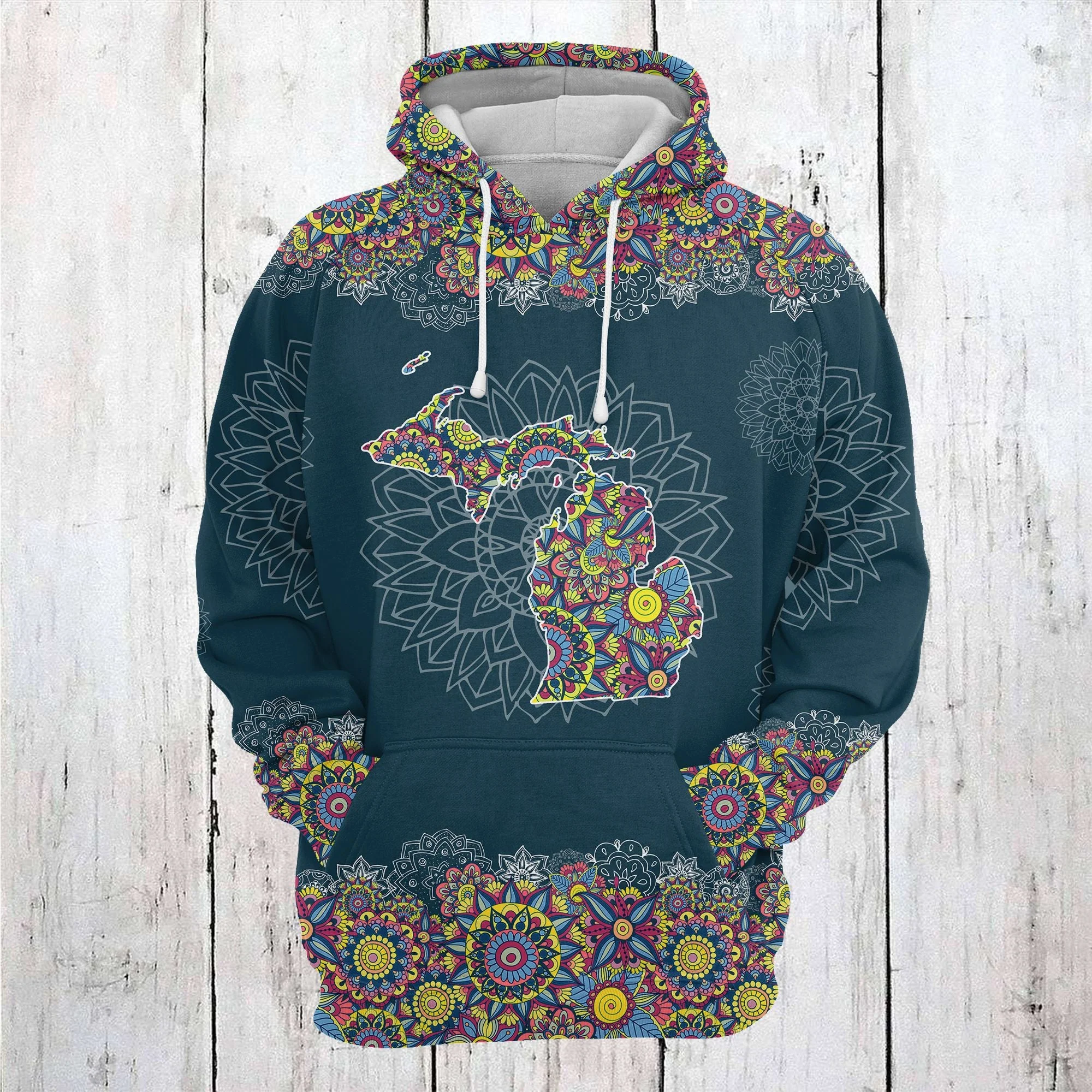Michigan Mandala Pattern Pullover Premium Hoodie, Perfect Outfit For Men And Women On Christmas New Year Autumn Winter - Image 2