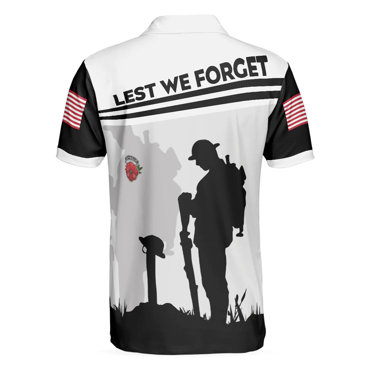 Men Polo Shirt - Military Veteran American Flag Men Polo Shirt, Lest We Forget Shirt For Men, Patriot Shirt For Veteran - Image 2