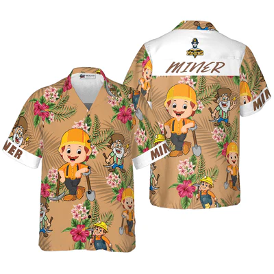 Miner Hawaiian Shirt, Miner Tropical Floral Aloha Shirt For Men - Gift For Miner, Husband, Boyfriend, Family, Friends