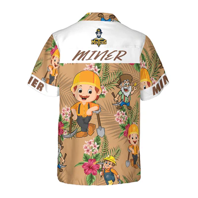 Miner Hawaiian Shirt, Miner Tropical Floral Aloha Shirt For Men - Gift For Miner, Husband, Boyfriend, Family, Friends - Image 3