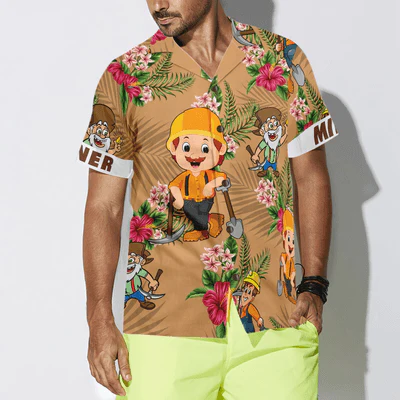 Miner Hawaiian Shirt, Miner Tropical Floral Aloha Shirt For Men - Gift For Miner, Husband, Boyfriend, Family, Friends - Image 4