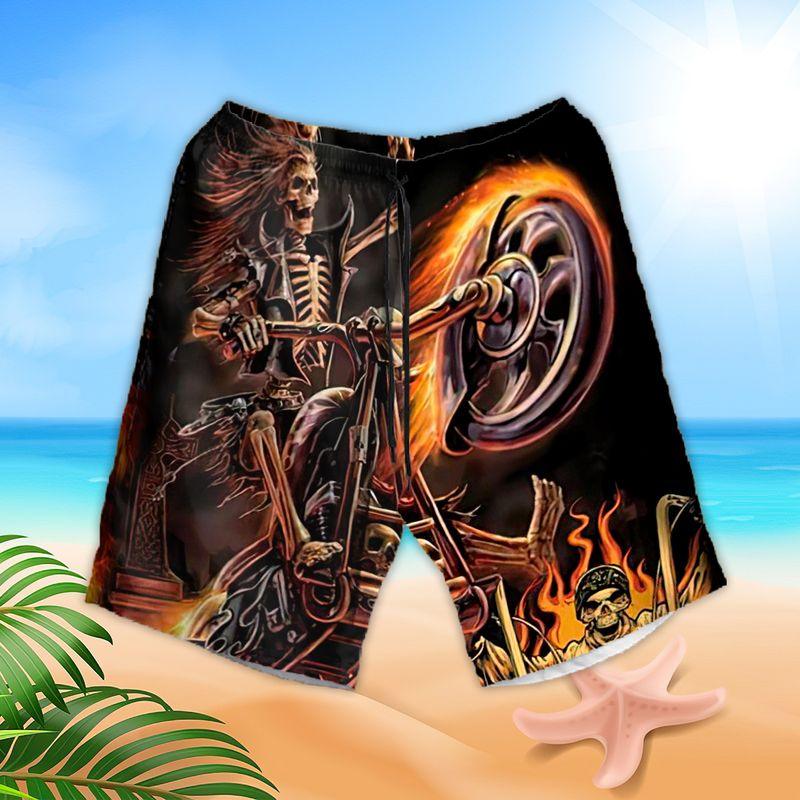 Motorcycle Aloha Hawaiian Shirts For Summer, Skeleton Rock Star Riding Skull Racing Hawaiian Set For Men Women, Gift For Friend, Motorcycle Lovers - Image 3