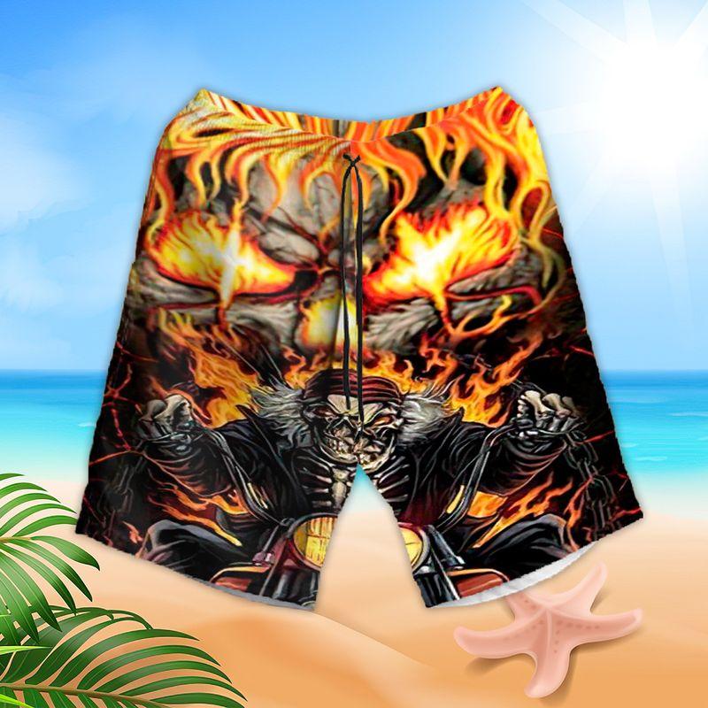 Motorcycle Aloha Hawaiian Shirts For Summer, Skull Flame Hawaiian Set Outfits For Men Women, Gift For Friend, Team, Racing Motorcycle Lovers - Image 3