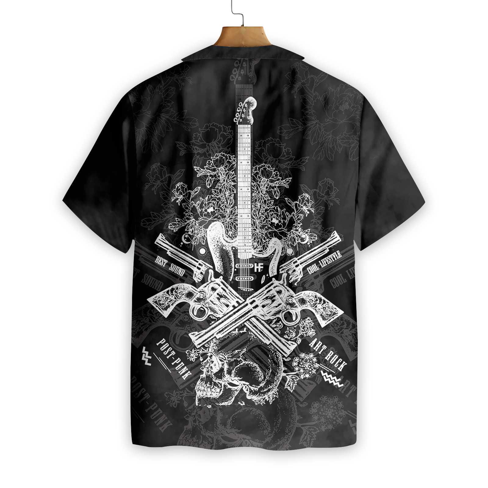 Music Hawaiian Shirt - Live Rock And Roll Black And Smoke Guitar Hawaiian Shirt, Colorful Summer Aloha Shirt - Perfect Gift For Friend, Family - Image 2