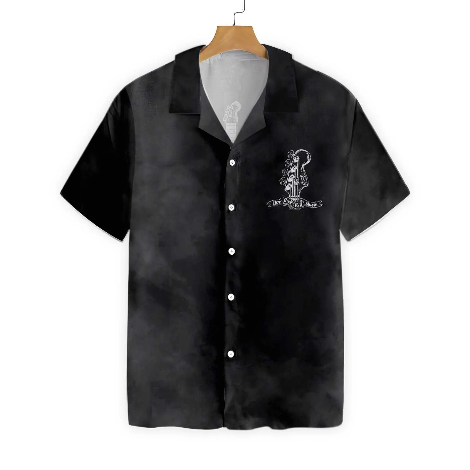 Music Hawaiian Shirt - Live Rock And Roll Black And Smoke Guitar Hawaiian Shirt, Colorful Summer Aloha Shirt - Perfect Gift For Friend, Family - Image 3