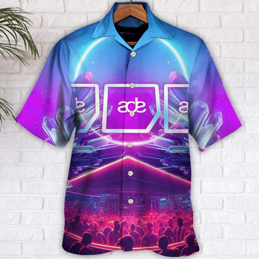 Music Hawaiian Shirt, Music Event Amsterdam Dance Hawaiian Shirt, Music Event Night Neon Crystal Aloha Shirt For Men - Perfect Gift For Music Lovers - Image 2