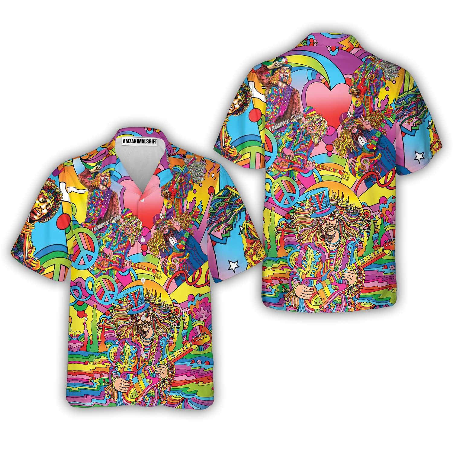 Music Hawaiian Shirt, Music Guitar Psychedelic Hawaiian Shirt, Music Hippie Musician Aloha Shirt For Men And Women - Perfect Gift For Music Lovers