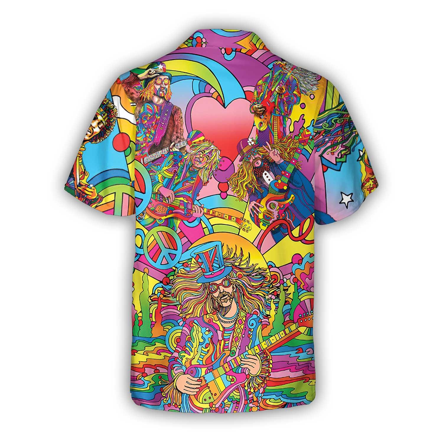 Music Hawaiian Shirt, Music Guitar Psychedelic Hawaiian Shirt, Music Hippie Musician Aloha Shirt For Men And Women - Perfect Gift For Music Lovers - Image 3