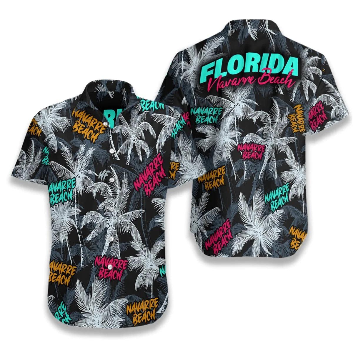 Navarre Beach Coconut Tree Seamless Hawaiian Shirt, Coconut Tree Aloha Shirt - Perfect Gift For Beach Lovers, Friends, Family, Summer Lovers