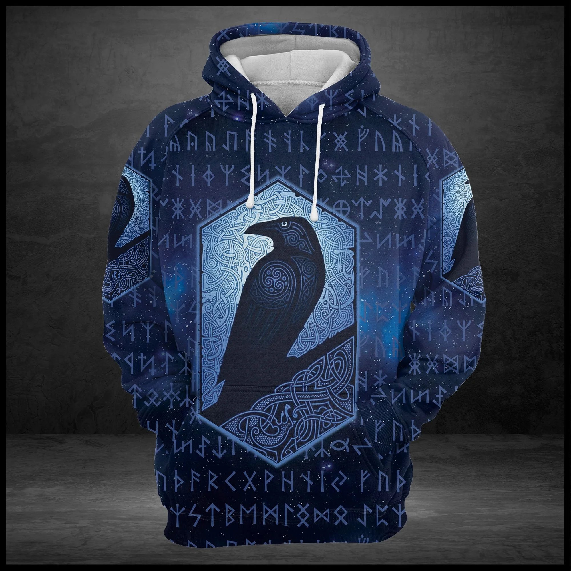 Navy Viking Raven Pullover Premium Hoodie, Perfect Outfit For Men And Women On Christmas New Year Autumn Winter - Image 3