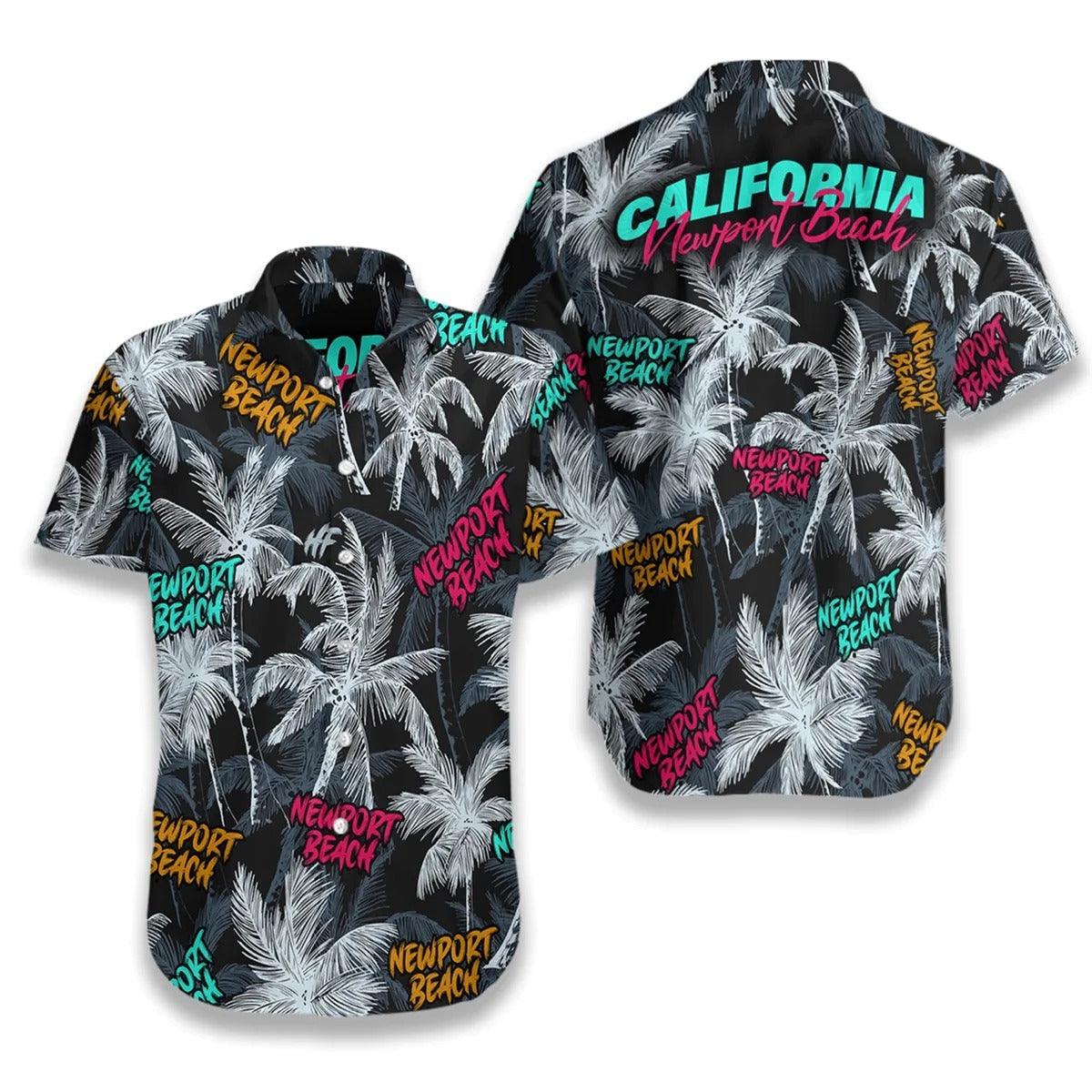 Newport Beach Coconut Tree Seamless Hawaiian Shirt, Funny Aloha Shirt - Perfect Gift For Beach Lovers, Friends, Family, Summer Lovers