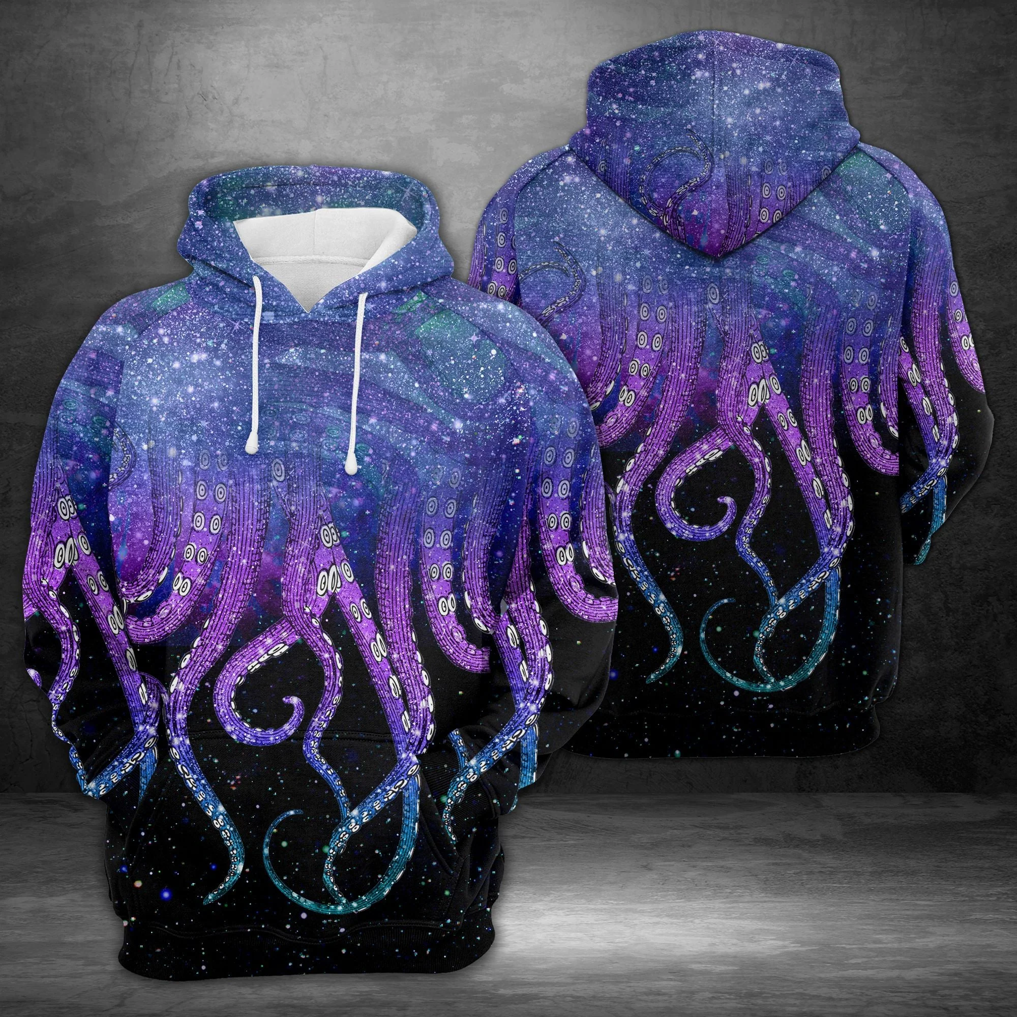 Octopus Galaxy Pullover Premium Hoodie, Perfect Outfit For Men And Women On Christmas New Year Autumn Winter - Image 3