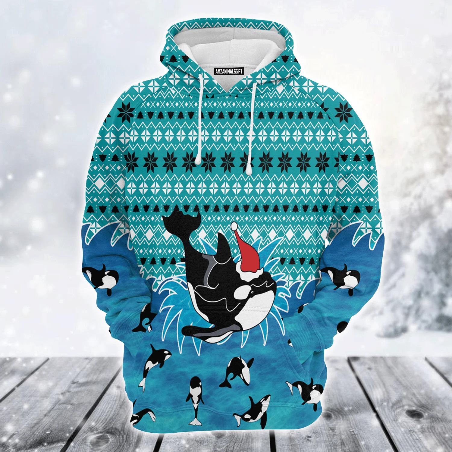 Orca Premium Christmas Hoodie, Orca Merry Christmas Unisex Hoodie For Men & Women - Perfect Gift For Christmas, Orca Lover - Image 2