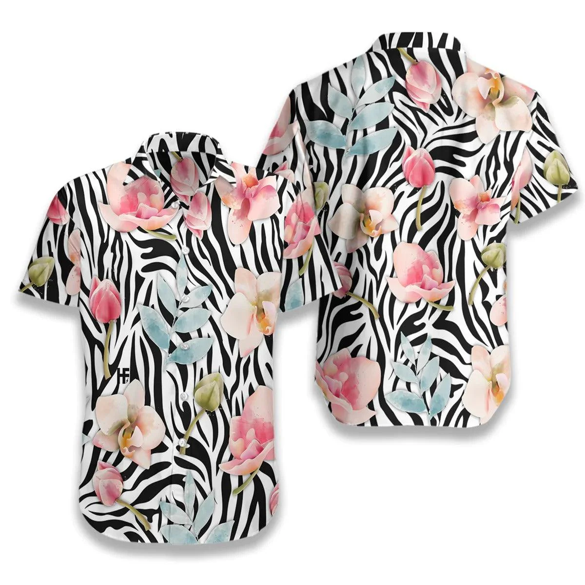 Orchid Zebra Watercolor Painting Art Hawaiian Shirt, Funny Aloha Shirt - Perfect Gift For Friends, Husband, Boyfriend, Family, Summer Lovers