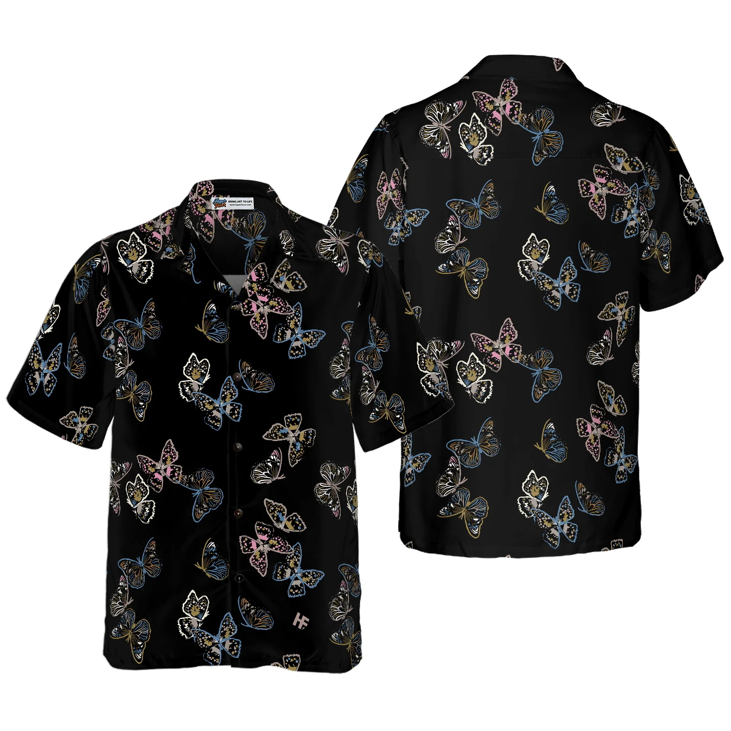 Paint Brush Butterflies Hawaiian Shirt, Colorful Summer Aloha Shirts For Men Women, Perfect Gift For Husband, Wife, Boyfriend, Friend