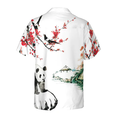 Panda Hawaiian Shirt, Panda Shirt, Plum Blossom Aloha Shirt For Men - Perfect Gift For Husband, Boyfriend, Friend, Family - Image 3
