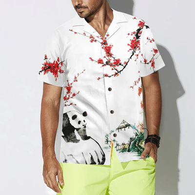 Panda Hawaiian Shirt, Panda Shirt, Plum Blossom Aloha Shirt For Men - Perfect Gift For Husband, Boyfriend, Friend, Family - Image 4