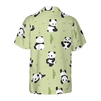Panda Leaf Pattern Hawaiian Shirt, Tropical Summer Aloha Shirt For Men - Perfect Gift For Panda Lovers, Husband, Boyfriend, Friend, Family - Image 3