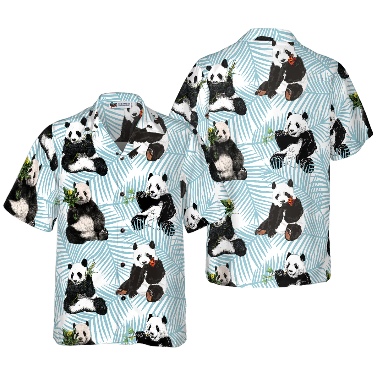 Panda On Palm Leaves Hawaiian Shirt, Tropical Summer Panda Aloha Shirt For Men - Perfect Gift For Panda Lovers, Husband, Boyfriend, Friend, Family