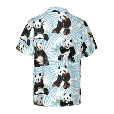 Panda On Palm Leaves Hawaiian Shirt, Tropical Summer Panda Aloha Shirt For Men - Perfect Gift For Panda Lovers, Husband, Boyfriend, Friend, Family - Image 3