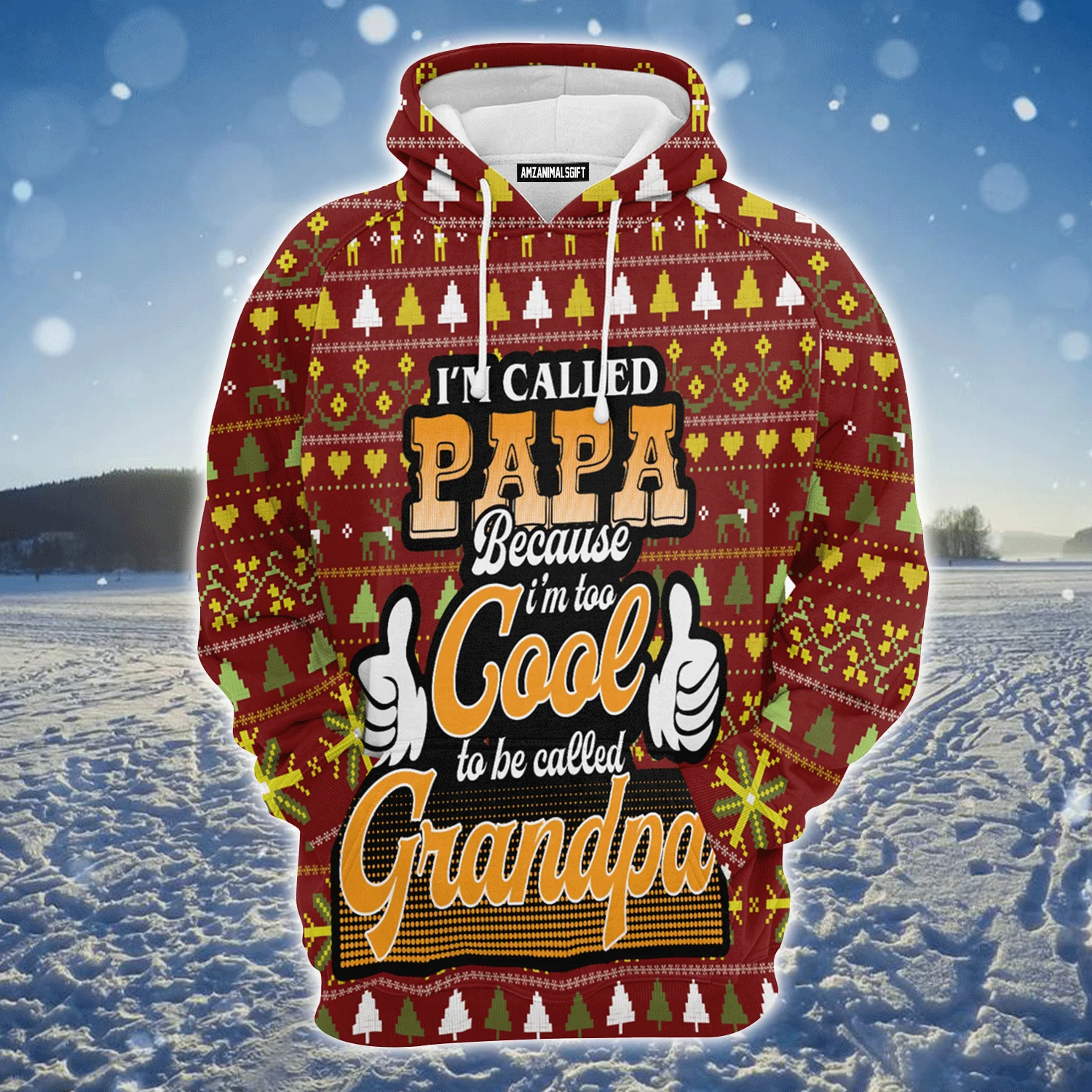 Papa Premium Christmas Hoodie, Papa Too Cool To Be Called Grandpa Unisex Hoodie For Men & Women - Perfect Gift For Christmas, Friends, Family - Image 2