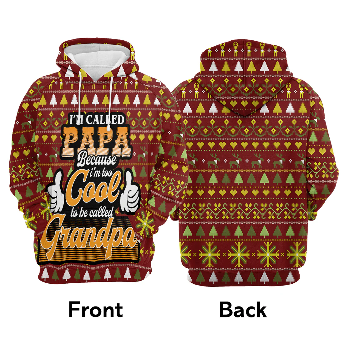 Papa Premium Christmas Hoodie, Papa Too Cool To Be Called Grandpa Unisex Hoodie For Men & Women - Perfect Gift For Christmas, Friends, Family - Image 3