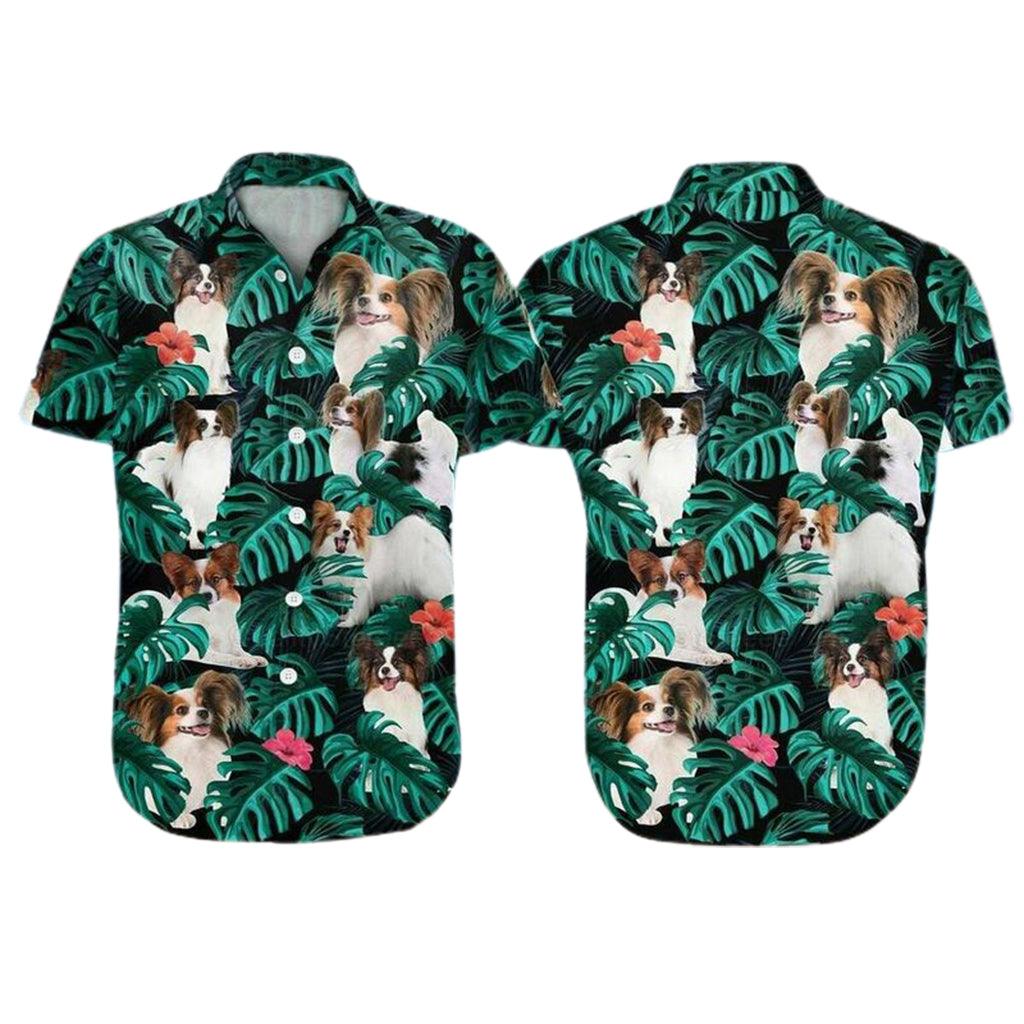 Papillon Dog Aloha Hawaiian Shirt - Papillon Pet Hawaiian Shirt, Tropical Pattern Hawaiian Shirt For Men & Women, Papillon Lover - Image 2