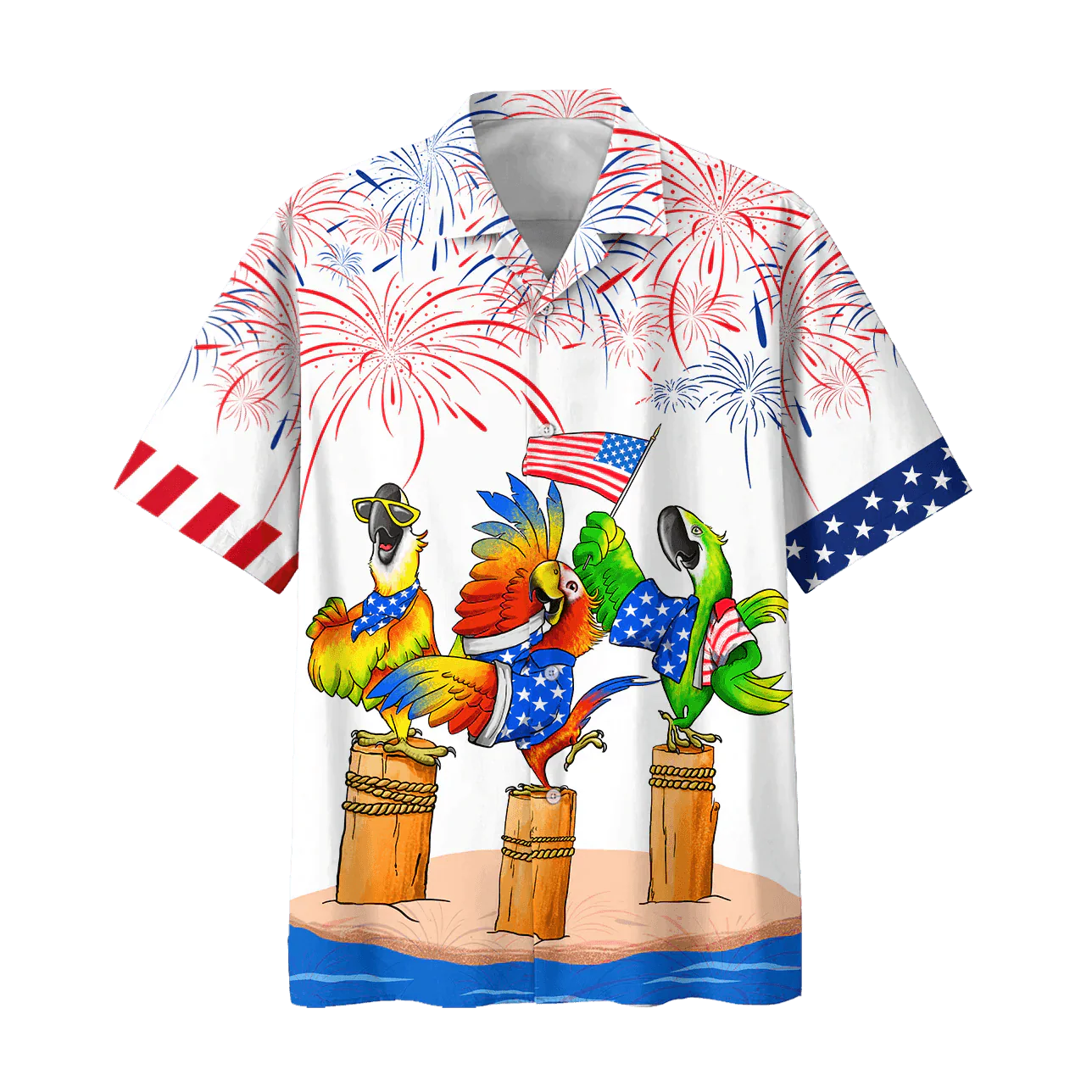 Parrot Aloha Hawaiian Shirts For Summer, Funny Independence Day USA Freedom Aloha Hawaiian Shirt For Men Women, Fourth Of July Gift For Parrot Lovers