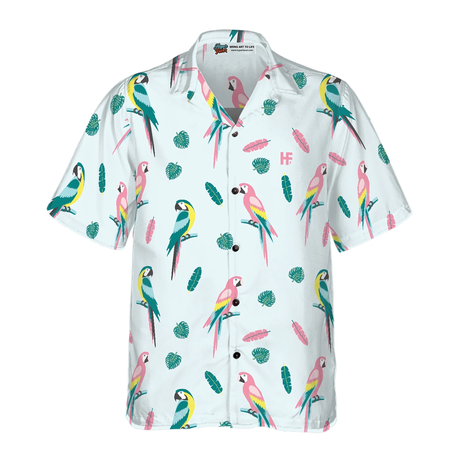 Parrot And Exotic Leaves Hawaiian Shirt, Colorful Summer Aloha Shirts For Men Women, Perfect Gift For Husband, Wife, Boyfriend, Friend - Image 3