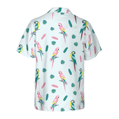 Parrot And Exotic Leaves Hawaiian Shirt, Tropical Leaves Aloha Shirt For Men - Perfect Gift For Men, Husband, Boyfriend, Friend, Family - Image 3