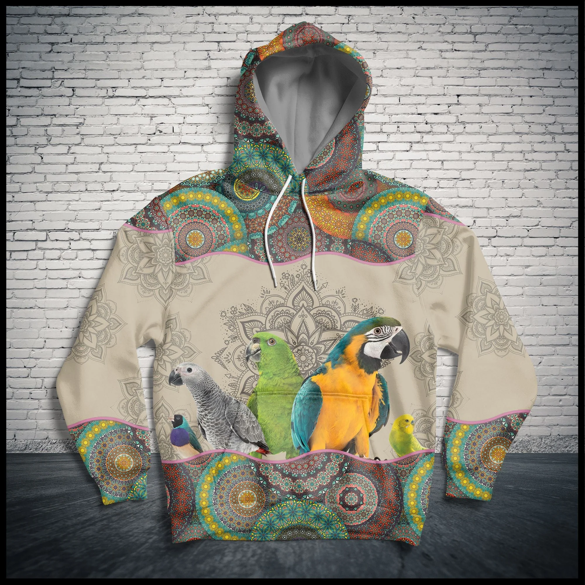 Parrot Boho Pattern Pullover Premium Hoodie, Perfect Outfit For Men And Women On Christmas New Year Autumn Winter - Image 4