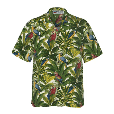 Parrot Hawaiian Shirt, Etoxic Parrots Tropical Leaves Aloha Shirt For Men - Perfect Gift For Husband, Boyfriend, Friend, Family - Image 2