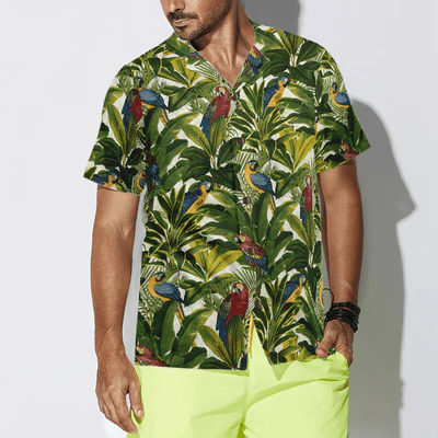 Parrot Hawaiian Shirt, Etoxic Parrots Tropical Leaves Aloha Shirt For Men - Perfect Gift For Husband, Boyfriend, Friend, Family - Image 4