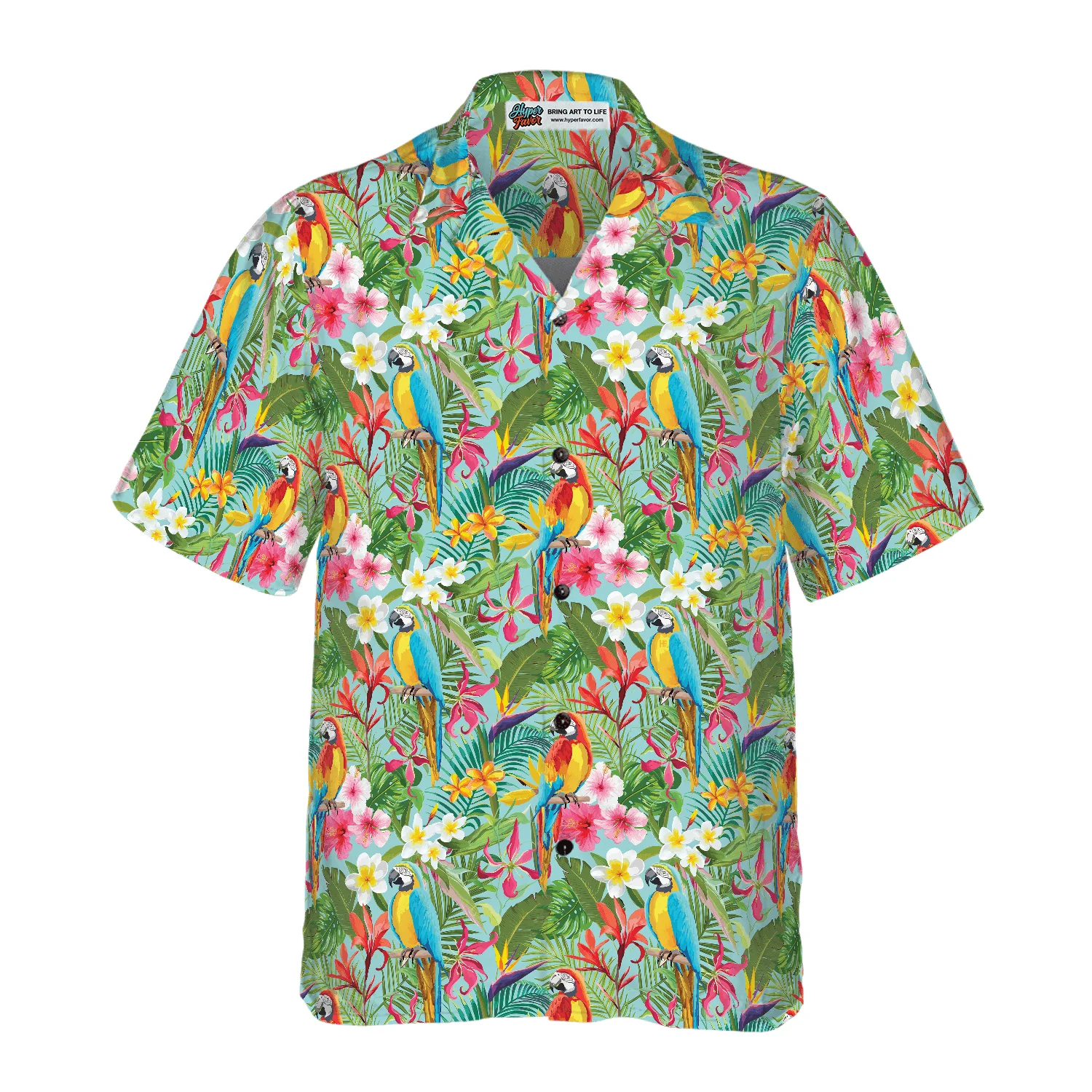 Parrot Hawaiian Shirt, Tropical Floral Parrots Aloha Hawaiian Shirt, Colorful Summer Aloha Shirts For Men Women, Gift For Husband, Wife, Friend - Image 3