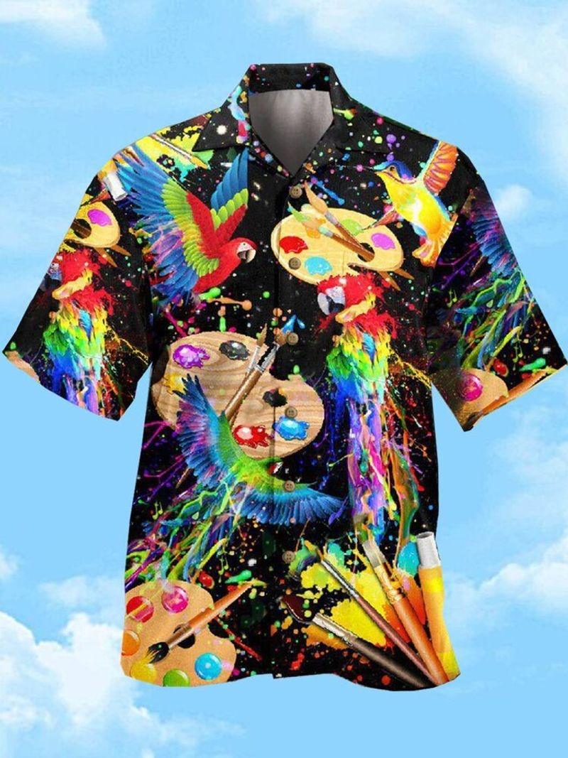 Parrot Hummingbird Aloha Hawaiian Shirt - Parrot Hummingbird Art Painting Watercolor Hawaiian Shirt For Men & Women, Parrot Hummingbird Lover