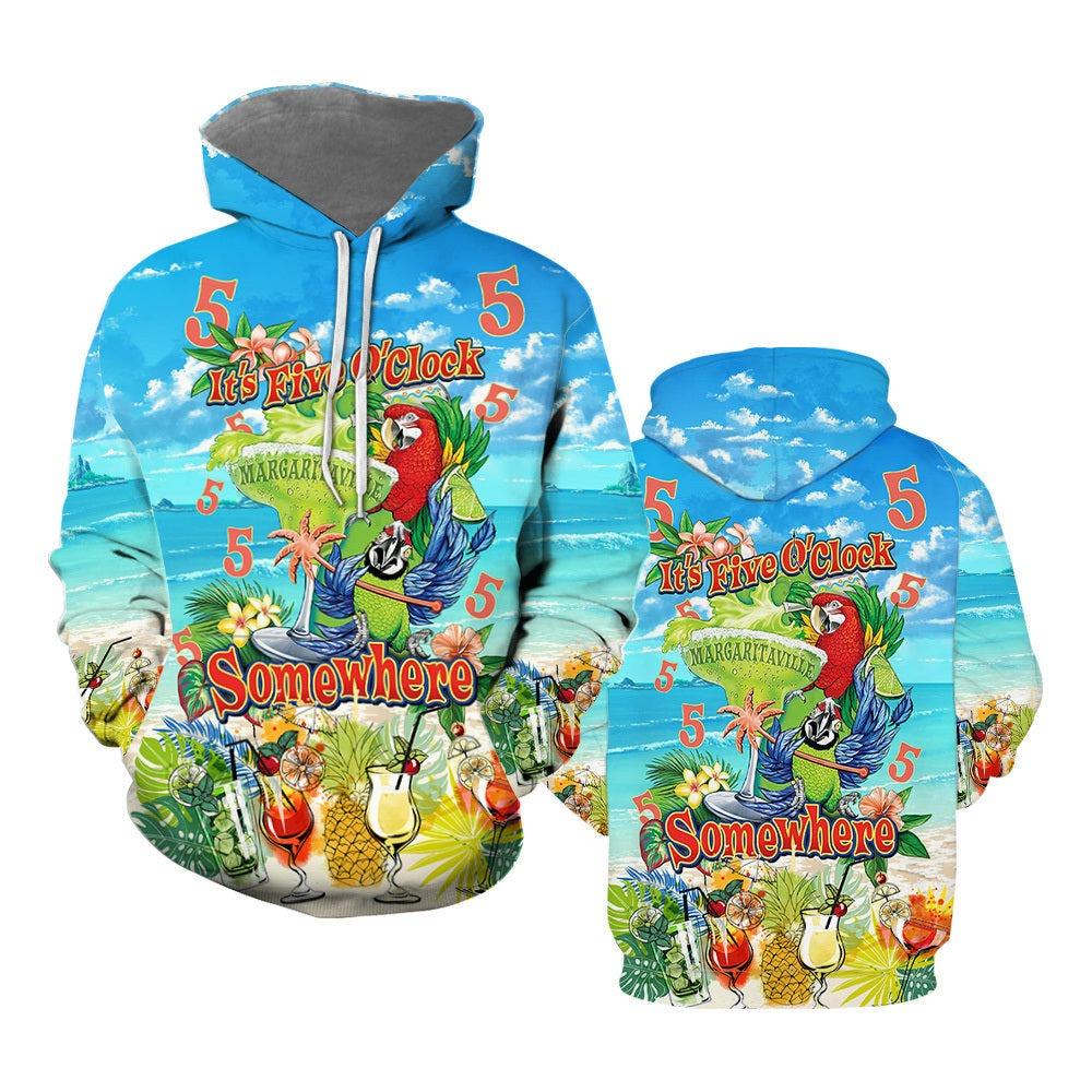 Parrot Unisex Aloha Hoodie, Parrot It’s Five O’clock Somewhere Parrots Unisex Hoodie For Men & Women, Parrot Lover