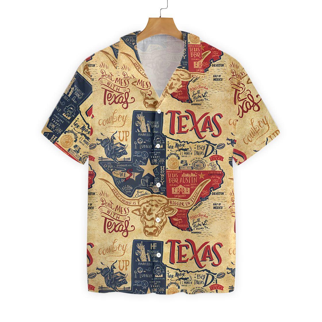 Patriotic Texas Hawaiian Shirt, Don't Mess With Texas Longhorns, Casual Short Sleeve State Of Texas, Summer Aloha Shirt Perfect Gift For Men Women - Image 4