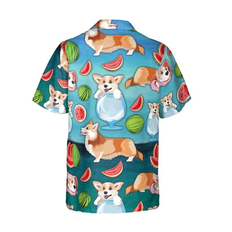 Pembroke Welsh Corgi Aloha Hawaiian Shirts For Summer, Puppy Watermelon Pattern Hawaiian Set For Men Women, Gift For Dog Owner, Dog Lover, Dog Mom Dad - Image 5